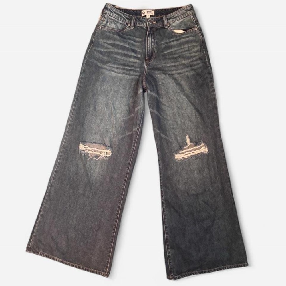 PTCL Baggy Wide Leg Mid/High Rise Ripped Jeans ~ Size 27